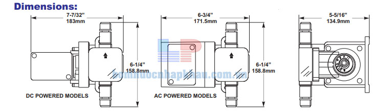 Kích thước máy bơm định lượng Bluewhite P